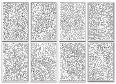 Chameleon Floral Patterns Coloring Cards
