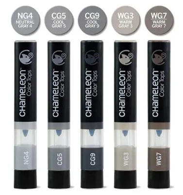 Chameleon Color Tops Gray Tones 5 Pen Set