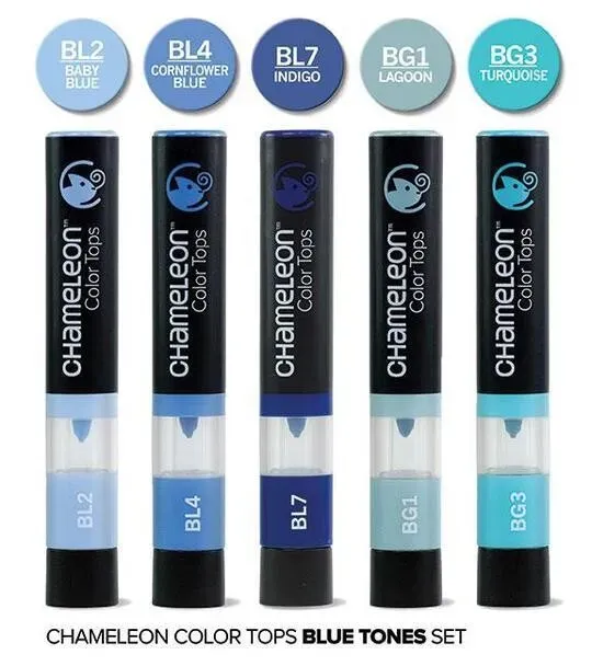 Chameleon Color Tops Blue Tones 5 Pen Set
