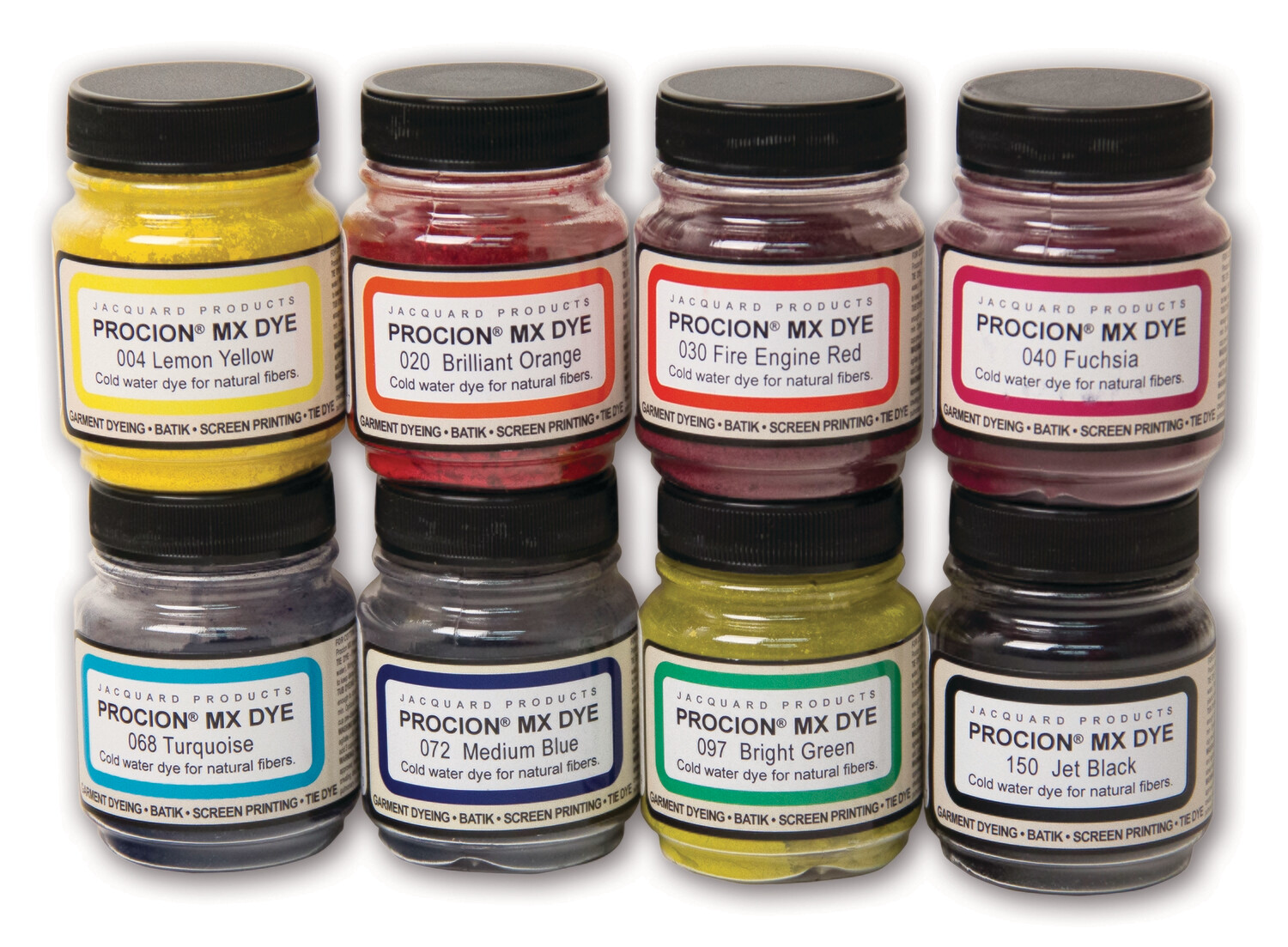 Jacquard Procion MX 8 Color Set - Cold Water &amp; Fiber Reactive Procion MX Dye -The Most Vivid Dye for Cellulose Fibers.
