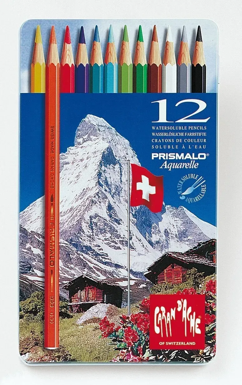 Caran D'Ache Prismalo Aquarelle Colour Pencil 12 Shades