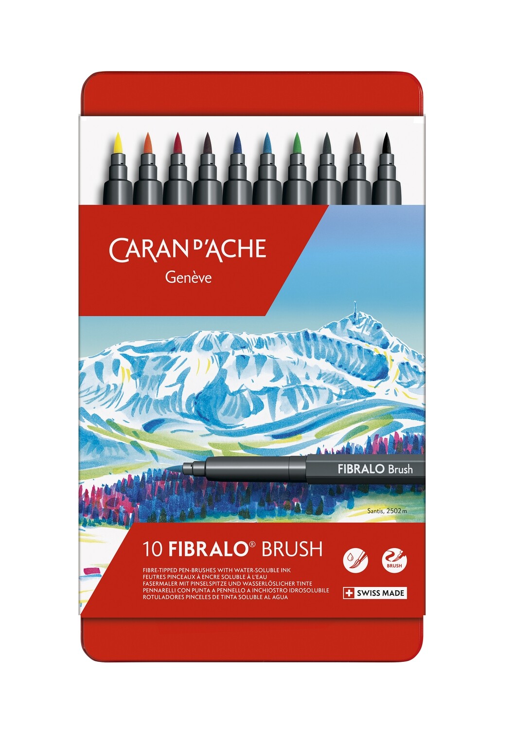 Caran D'Ache Fibralo Water soluble  Brush Pens Sets, Nos of Shades: 10 Pen Set