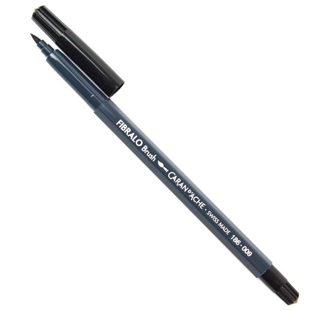 Caran D'Ache Fibralo Brush Fibre Tipped Pen(Loose Stock), 15 SHADES OPEN STOCK: BLACK