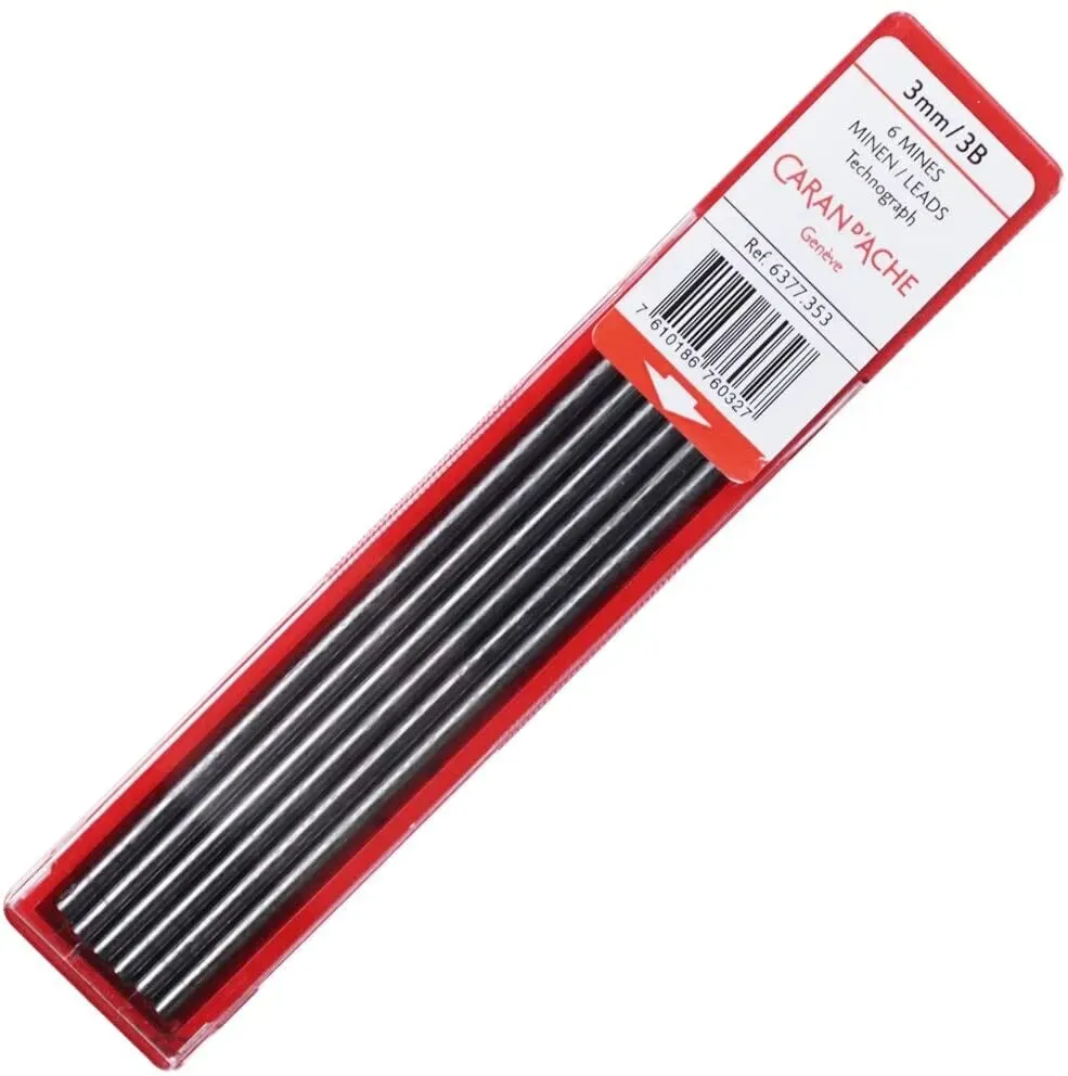 Caran D'Ache Technograph 3mm 3B Graphite Leads