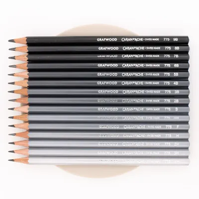 Caran D’Ache Grafwood Pencils - Open Stock | 15 Graphite Shades (4H to 9B) | Artist &amp; Technical Drawing Pencils