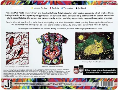 Jacquard Procion MX 8 Color Set - Cold Water &amp; Fiber Reactive Procion MX Dye -The Most Vivid Dye for Cellulose Fibers.