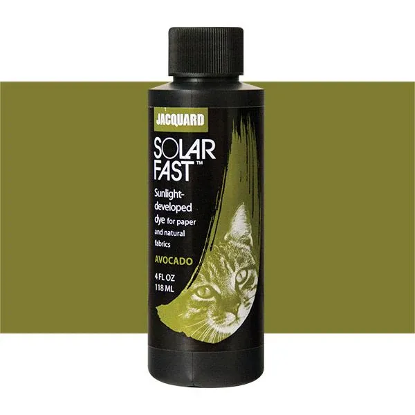 Jacquard SolarFast Dyes 118.29 ml - Apply SolarFast to Fabric or Paper Using a Brush, Sponge, Brayer or Squeegee. Expose The Design to Sunlight and Watch The Color Magically Appear(Loose Stocks), Loose Shades: AVOCADO