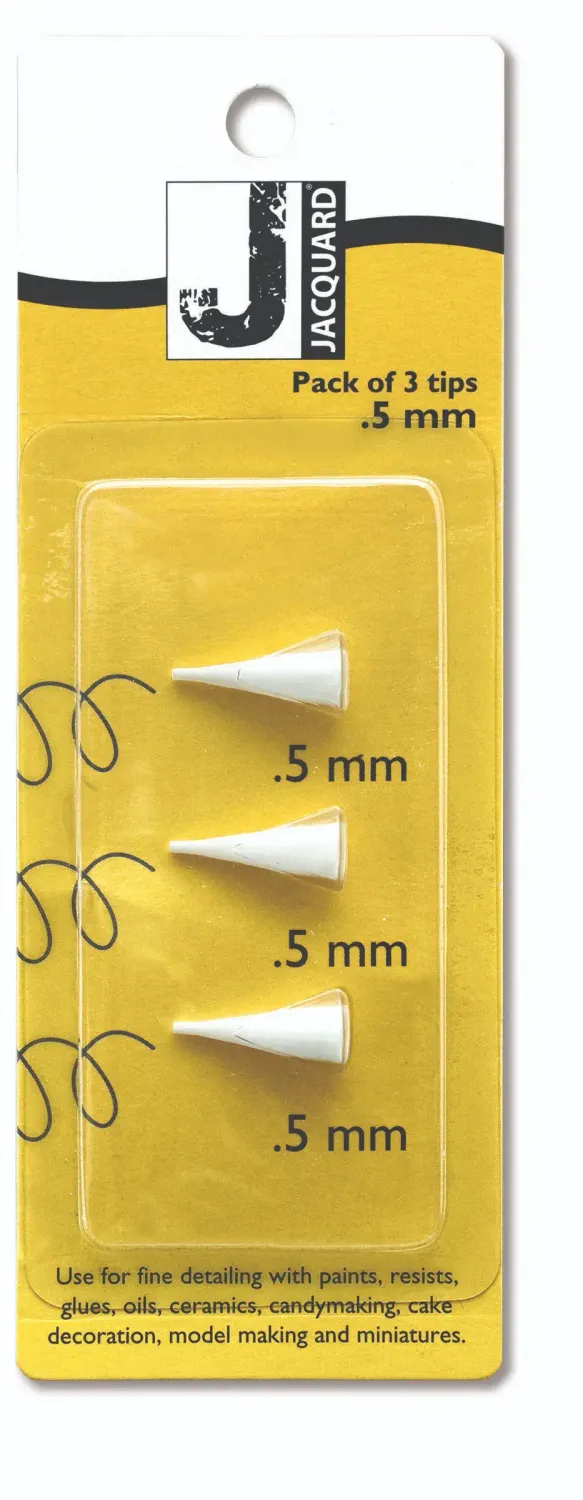 Jacquard 0.5 mm Plastic Tips (Pack of 3) for 1/2 oz Applicator Bottles