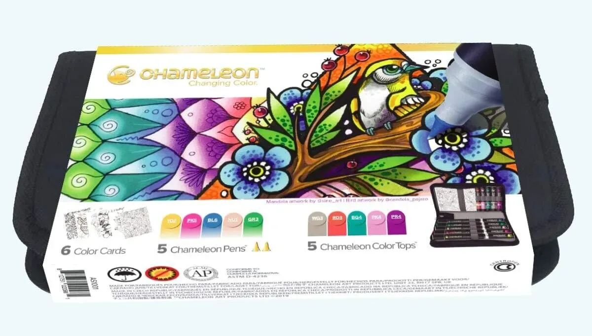 Chameleon 5 Pens 5 Color Tops 6 Color Cards Travel Case