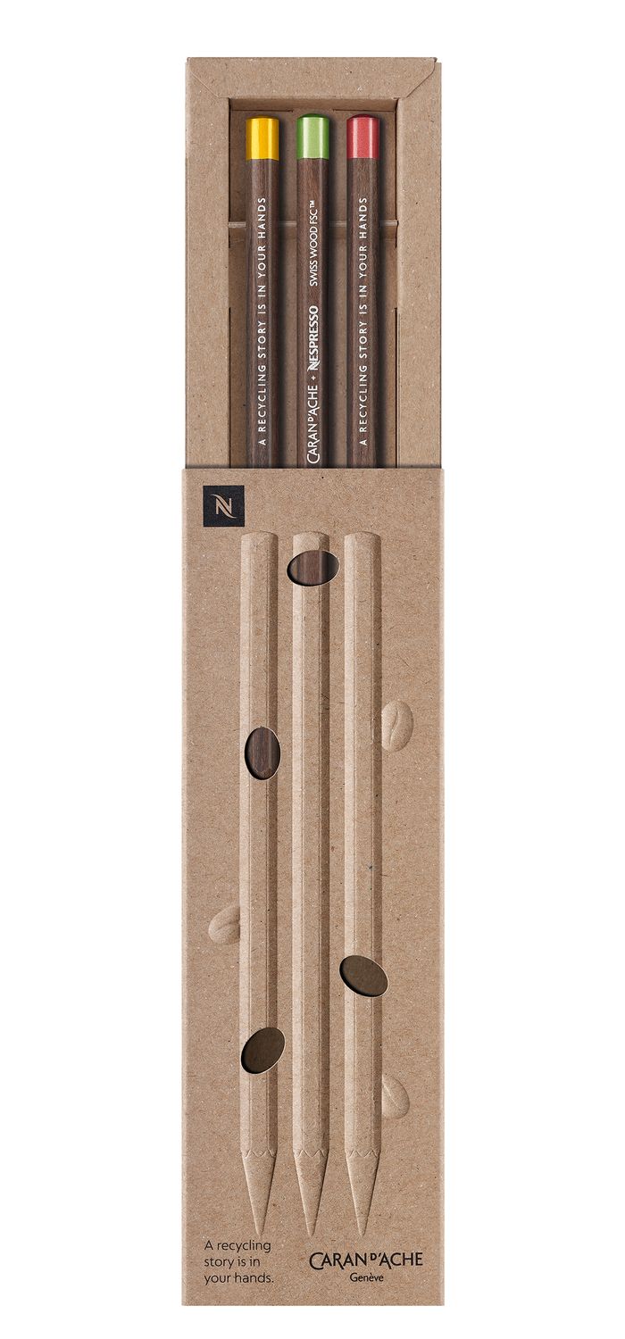 Caran D'Ache Set Of 3 Nespresso Swiss Wood Pencils  – Limited Edition 4