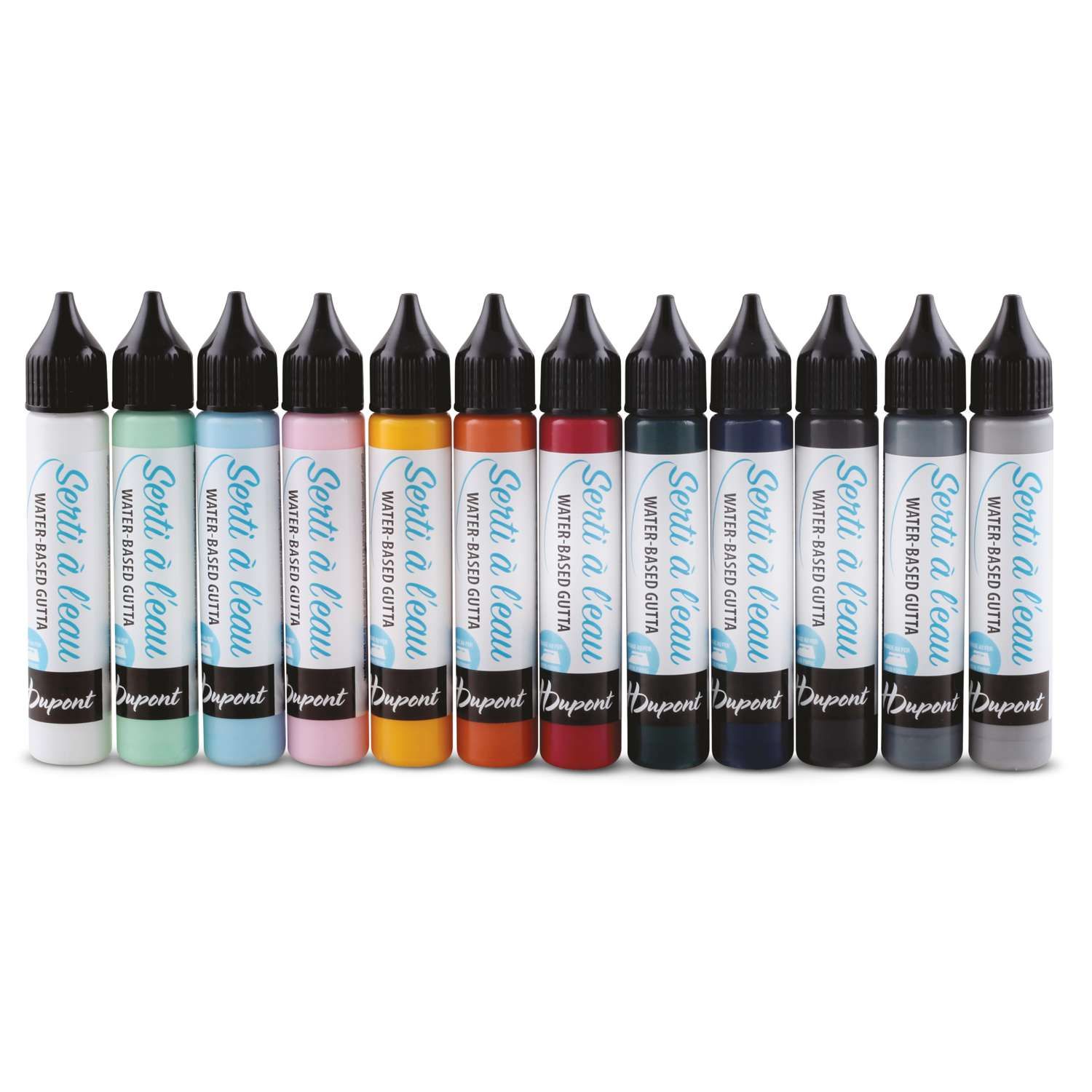 H. Dupont Permanent Serti Gutta 25 ml tube for silk painting outlining, available in classic and metallic shades