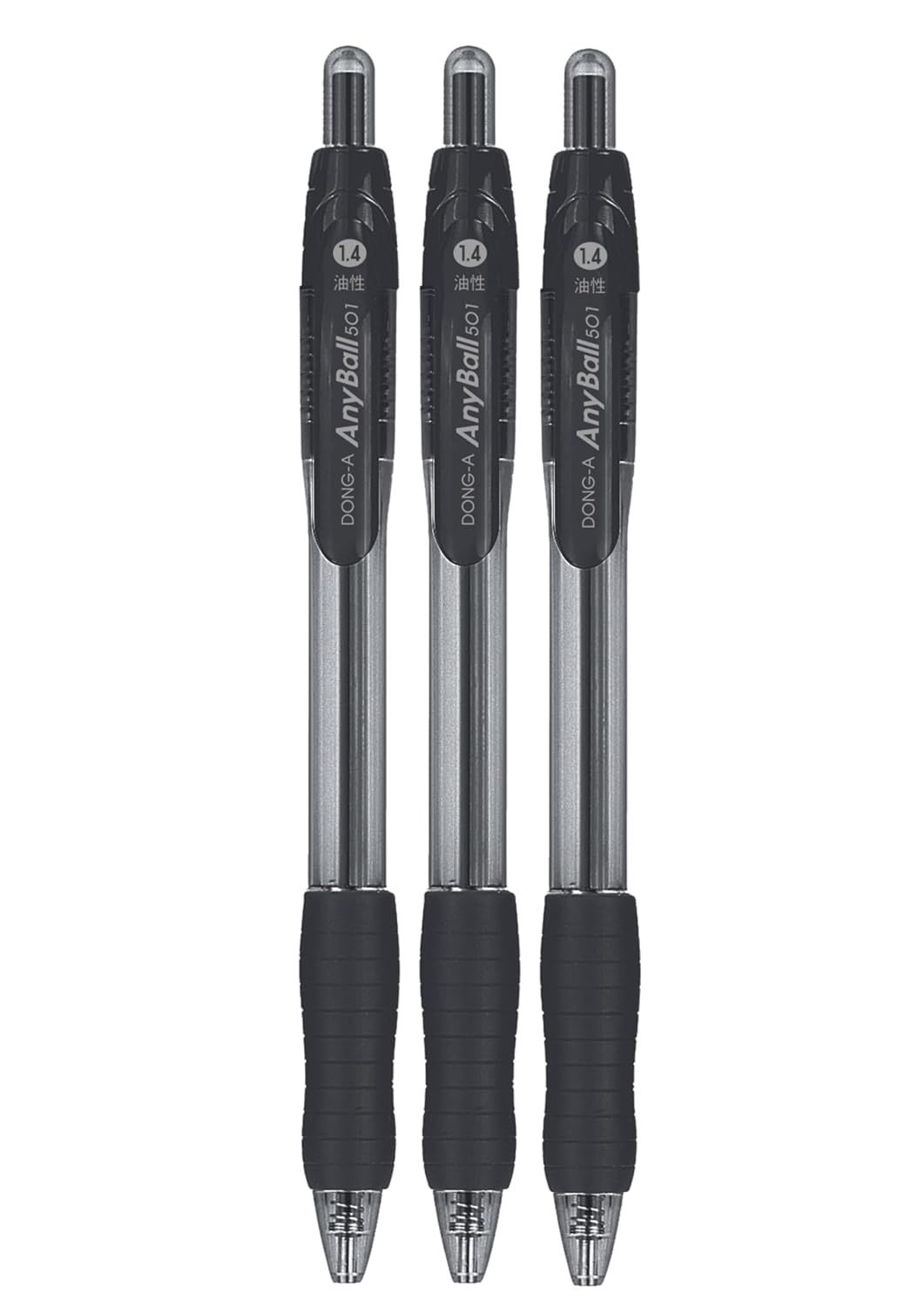 Dong-A Retractable 1.4mm BallPoint Pen Smooth &amp; Bold Writing, Ink Color: Black 3 Pc