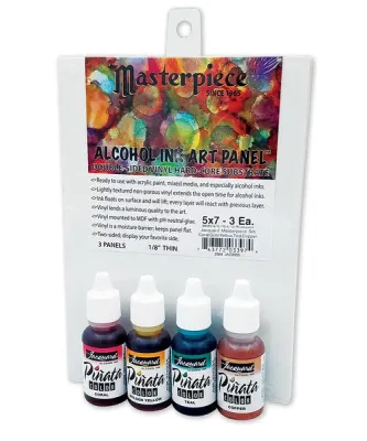 Jacquard Pinata Alcohol Set with 3 Pc MasterPiece Alcohol Ink Panel + 4 Pc Assorted Pinata Inks