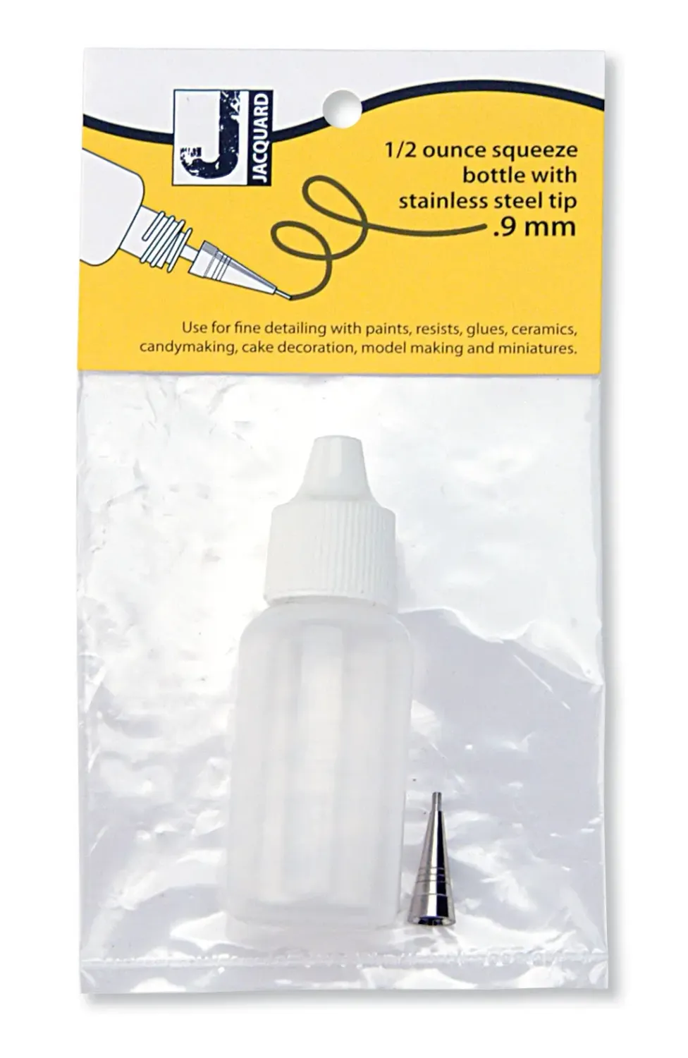 Jacquard 1/2 oz (14.79 ml )  Applicator Bottle with #9 Metal Tip - For Silk &amp; Fabric Colors