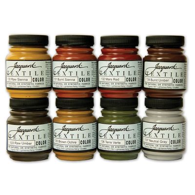 Jacquard Textile Earth Color 8-Color Set – Premium Fabric &amp; Surface Paint Kit (66.54 ml Jars)