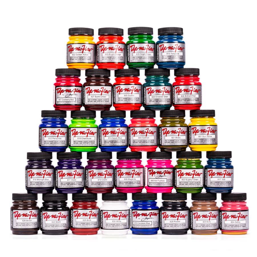 Jacquard Dye-Na-Flow Loose Paints - 30 Shades | Fabric &amp; Silk Paint Set | Vibrant, Permanent Colors