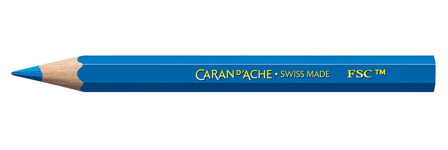 Caran d’Ache Swisscolor 6 water-soluble colour half-pencils in compact cardboard box, Swiss Made, FSC certified.