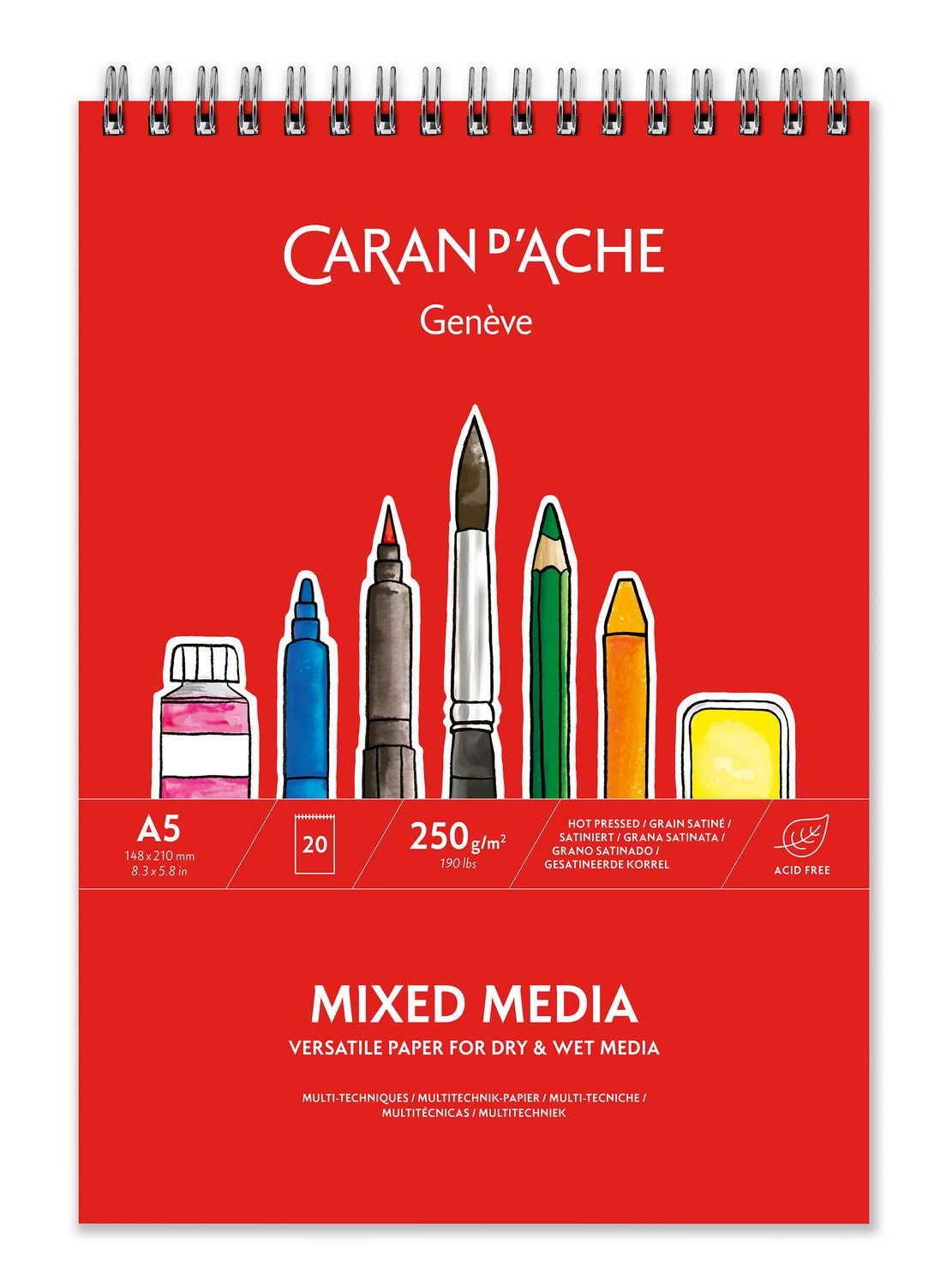 CARAN D'ACHE MIXED MEDIA PAPER SPIRAL PAD A5