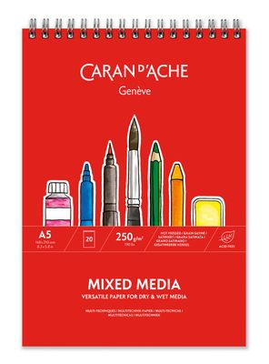 CARAN D'ACHE MIXED MEDIA PAPER SPIRAL PAD A5