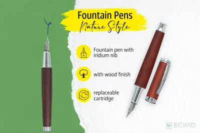 Online Fountain Pen Nature Style – Handcrafted Wooden Fountain Pen with Iridium Nib, Medium Size
