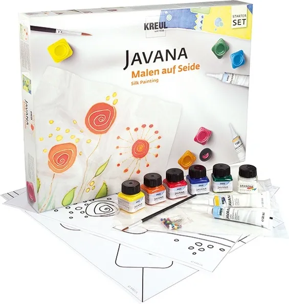 Kreul Javana Silk Painting Starter Set box with colors and tools