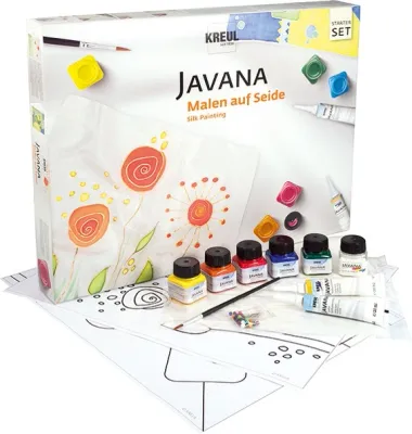 Kreul Javana Silk Painting Starter Set box with colors and tools