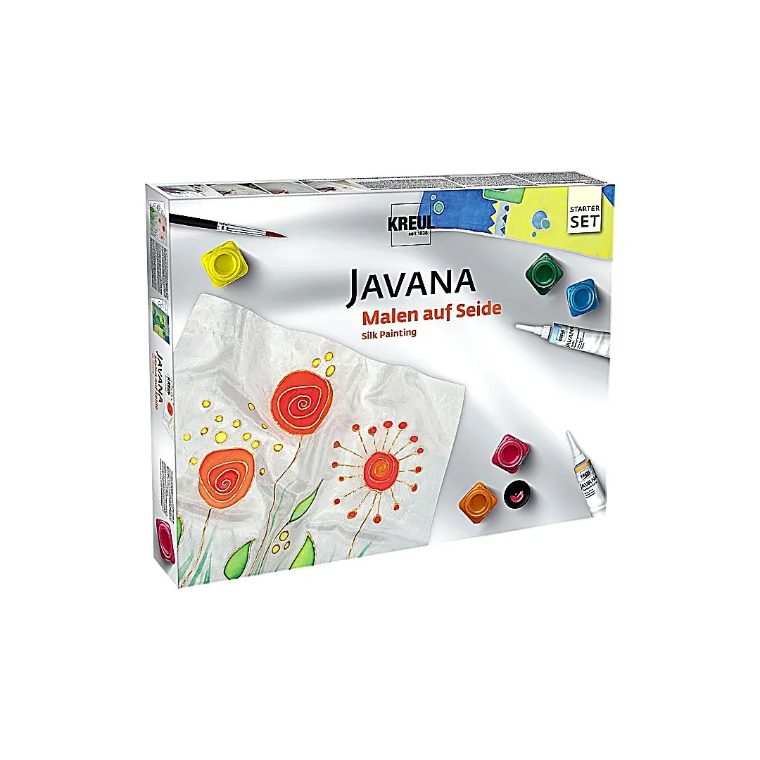 Kreul Javana Silk Painting Starter Set box with colors and tools