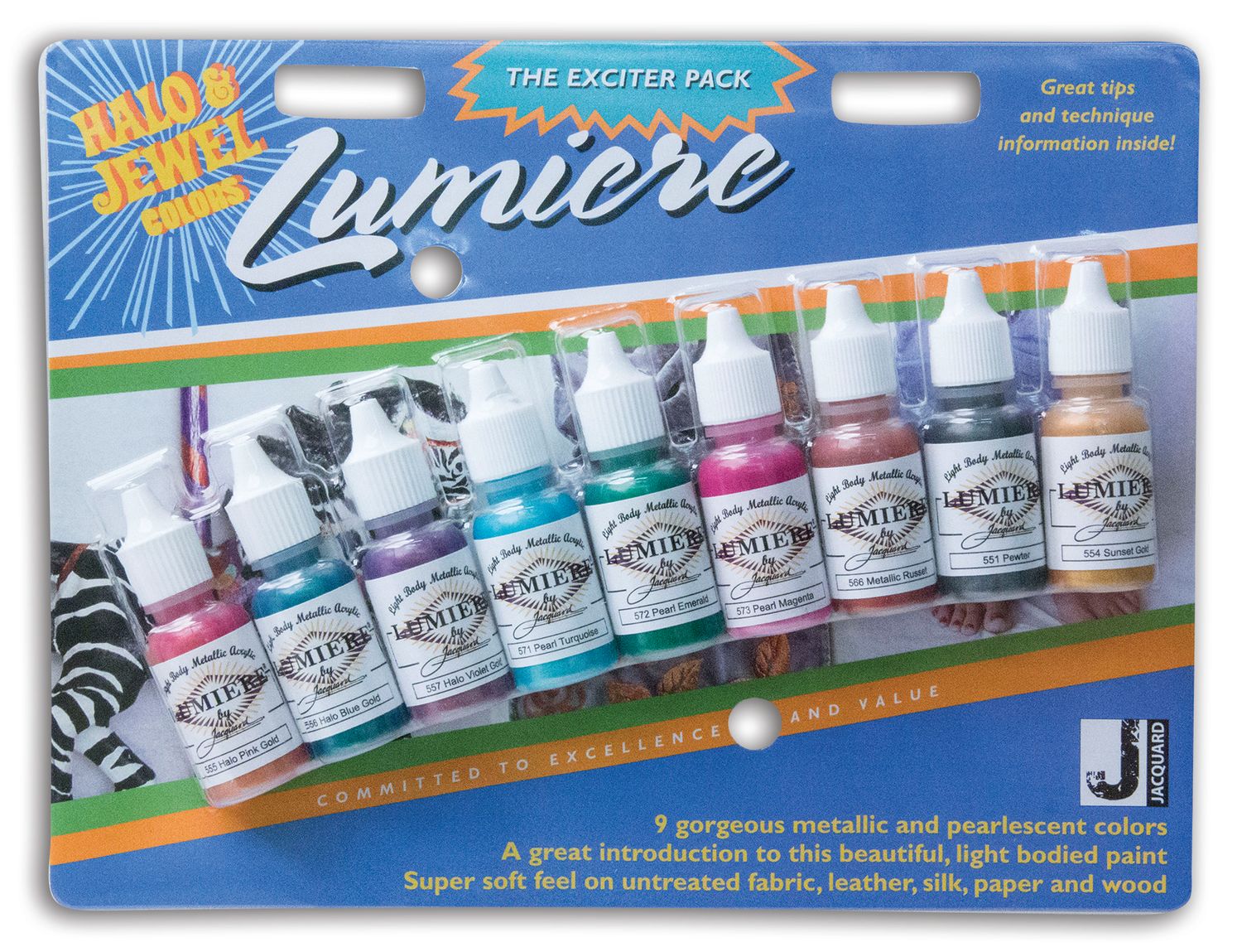Jacquard Lumiere / Neopaque Exciter Packs – 9×14.79 ml Metallic &amp; Opaque Acrylics