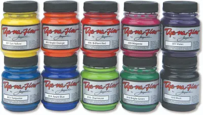 Jacquard Dye-Na-Flow 10-Color Set – Fluid Fabric Paint that Acts Like Dye (10×66.54 ml)