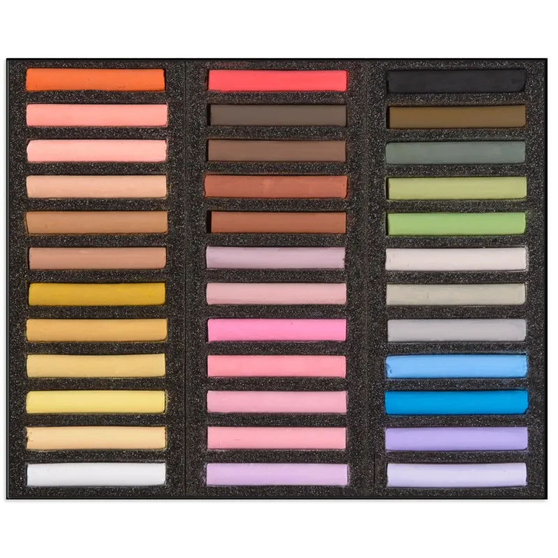 BLOCKX 36 color portrait soft pastel set arranged in protective foam insert