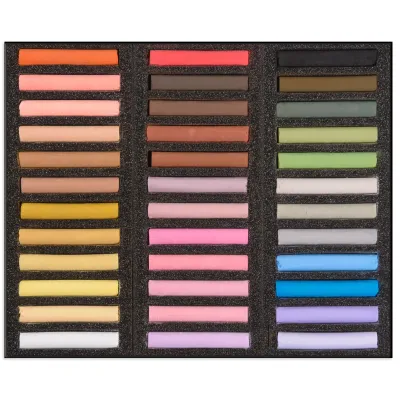 BLOCKX 36 color portrait soft pastel set arranged in protective foam insert