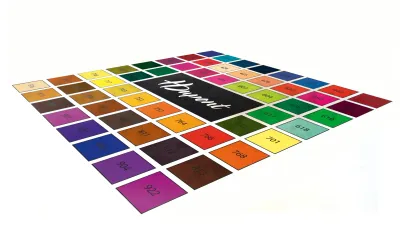 HDupont silk paint colour chart displaying square colour swatches with shade numbers arranged in a grid on a white background