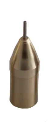 Brass screw nib with fine tip, designed for precise application of paint, ink, or gutta in art and craft work.