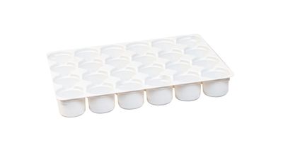 HDupont plastic tray with 24 small cups, matching caps, and one dropper for silk painting and colour mixing