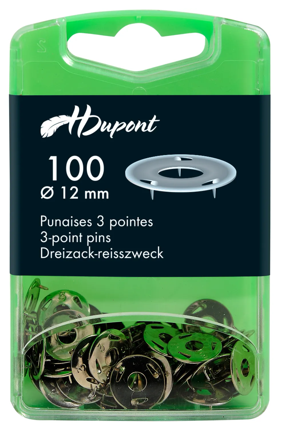 HDUPONT 3-point metal pins 12mm box of 100 pieces