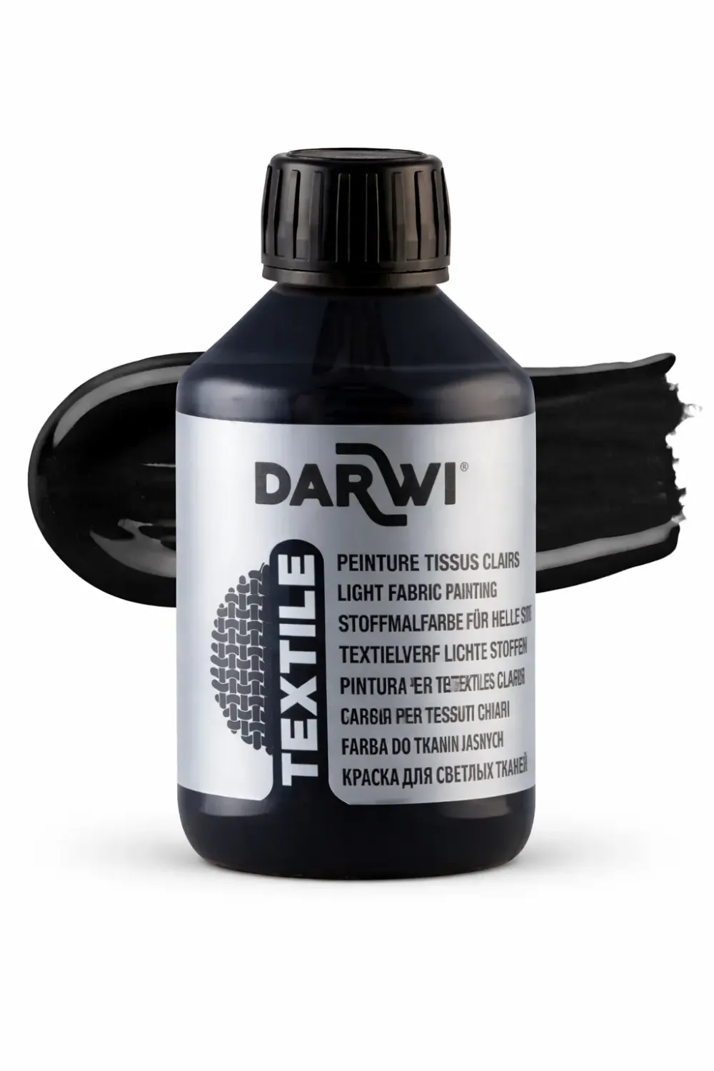 Darwi Textile black fabric paint bottle for decorating and painting on textiles