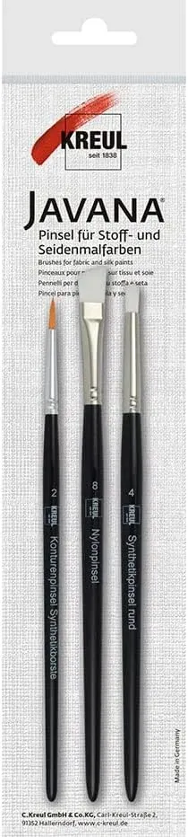 “KREUL Javana brushes for coarse fabrics set of 3 textile fabric paint brushes”