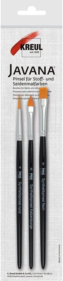 KREUL Javana Brushes for fine fabrics set of 3 synthetic fabric painting brushes