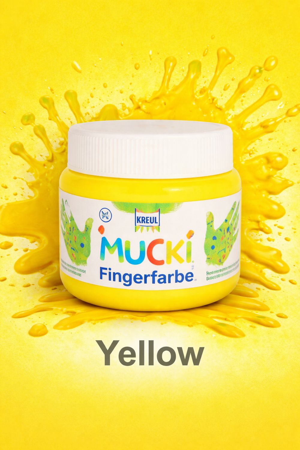 MUCKI Finger Paint Squeaky Yellow 150 ml child-safe washable finger paint jar