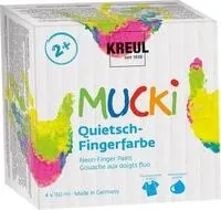 MUCKI Finger Paint Squeaky Colors neon set of 4 jars 150 ml