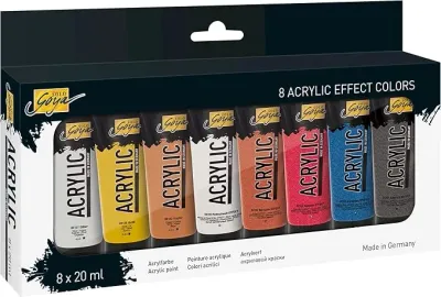 SOLO GOYA Acrylic Effect Colors 20 ml set of 8 metallic and pearlescent acrylic paint tubes