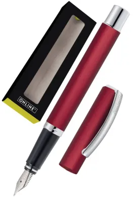 ONLINE Vision Satin Wild Berry fountain pen with satin finish metal body and stainless steel nib