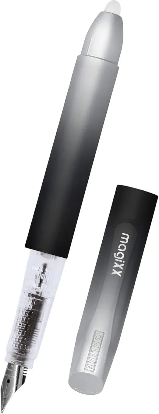 ONLINE MagiXX Fountain Pen Dark Shadow with erasable blue ink and ergonomic grip