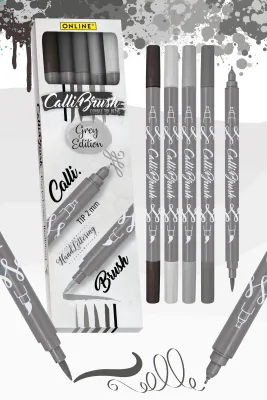 Grey edition calligraphy brush pens 2mm tip