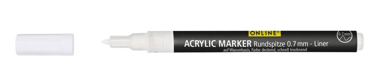 ONLIE White Acrylic Marker Pen 0.7mm Round Tip for Lettering