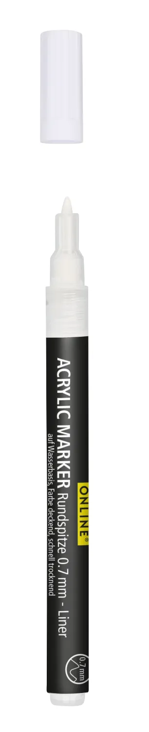 ONLIE White Acrylic Marker Pen 0.7mm Round Tip for Lettering