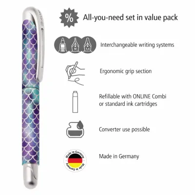 ONLINE AYN College II Shiny Dream Pattern Barrel with Fountain and Rollerball Tips