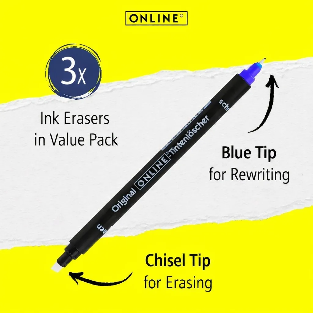 ONLINE ink eraser pack with safety ventilated cap