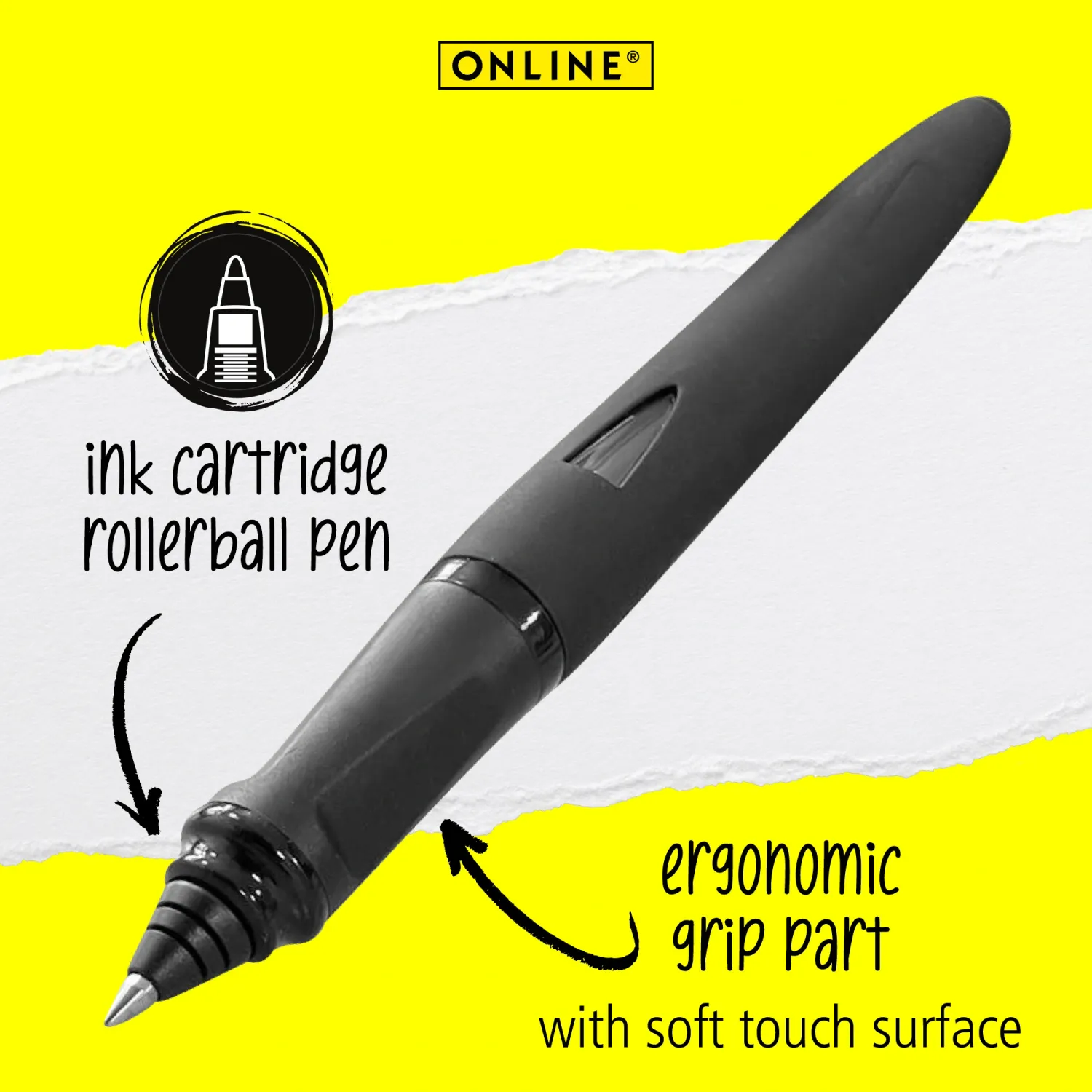 RB Switch Nero ergonomic soft grip rollerball pen