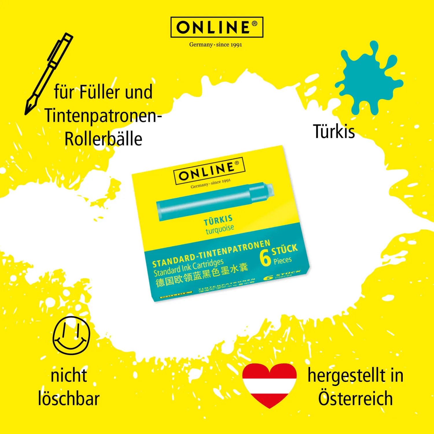 ONLINE Turquoise Standard Ink Cartridges 6 Pieces